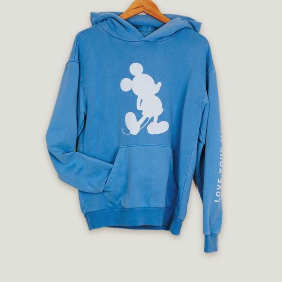 Disney X Love Your Melon Size XS Hoodie Oversize Mickey Blue White - Picture 3 of 12